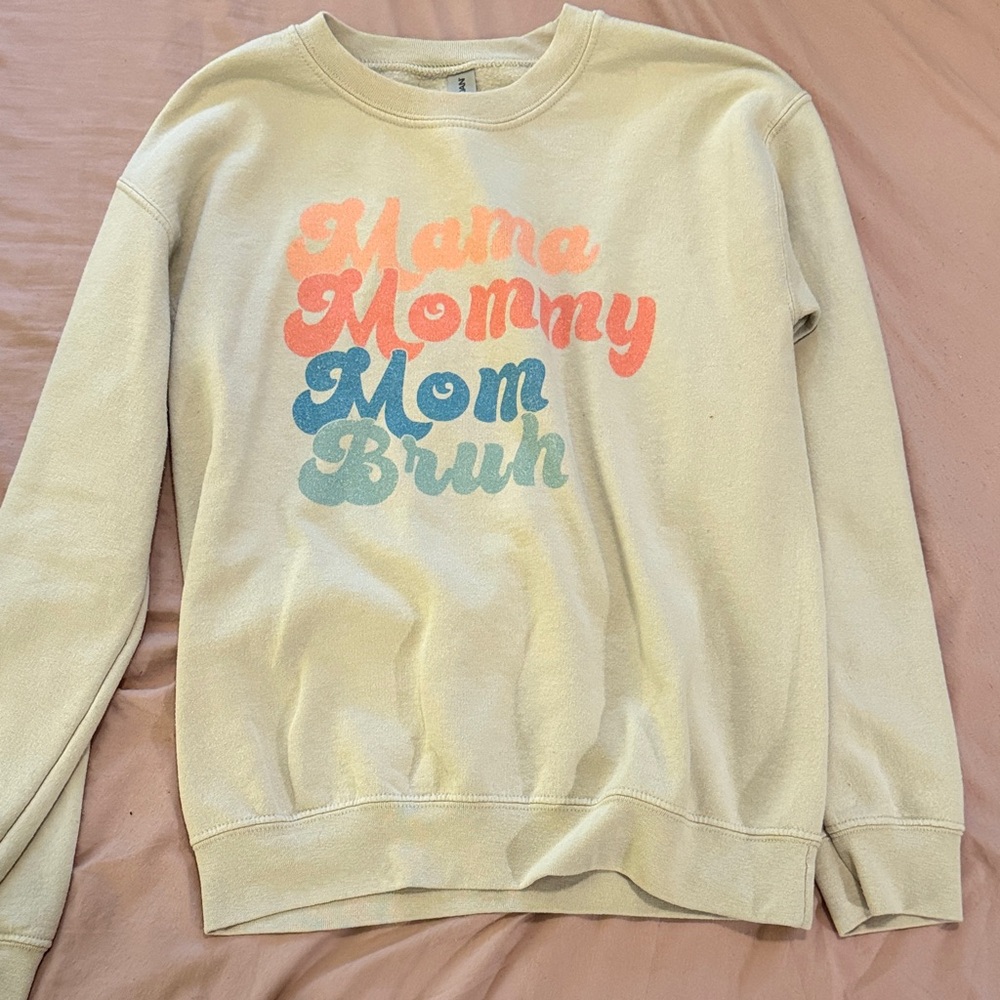 Gildan Cream Sweatshirt with Vibrant Text